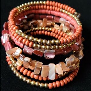 Boho Multi-Color Beaded Wire Wrap & Cuff Bracelets”